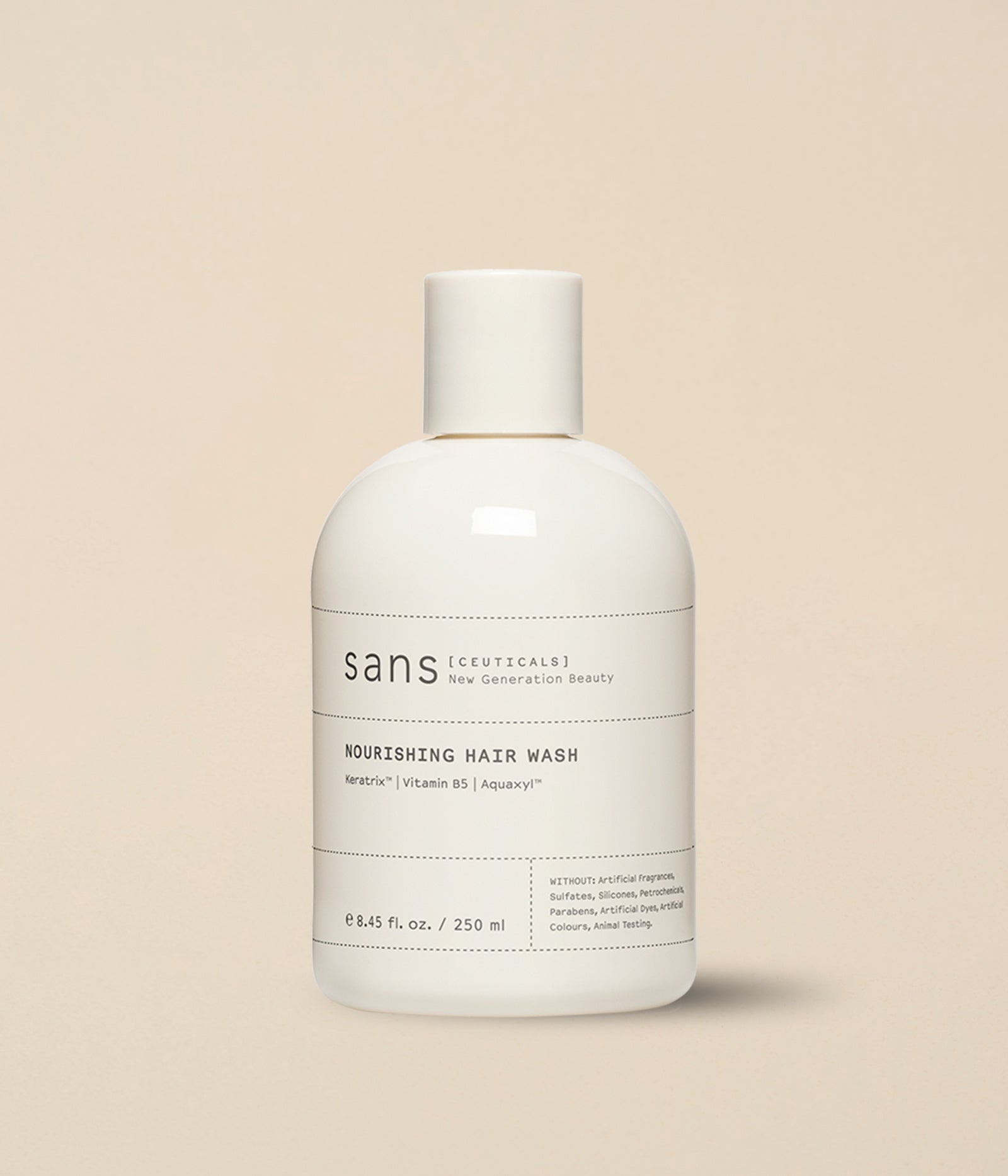 Nourishing Hair Wash - 250ml シャンプー - ナリッシュメント | Sans Ceuticals | ELEMINIST  SHOP エシカル・サステナブル通販 | バイオテクノロジーから生まれた、天然由来のダメージヘア向けシャンプー