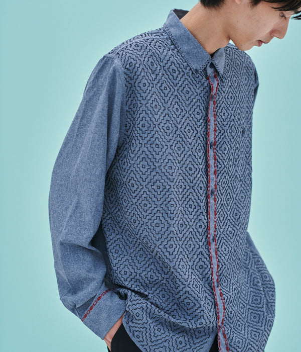 ＜予約販売＞手刺繍長袖シャツ - HAND EMBROIDERED UPCYCLED LONG SLEEVE SHIRTS